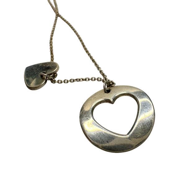 Tiffany & Co. 2 Heart Necklace - Stencil Heart Pendant with Cutout Heart - Picture 13 of 16